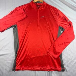 Rossignol Pullover Mens 2XL Red Gray 1/4 Zip Long Sleeve R Dry Ski Base Layer